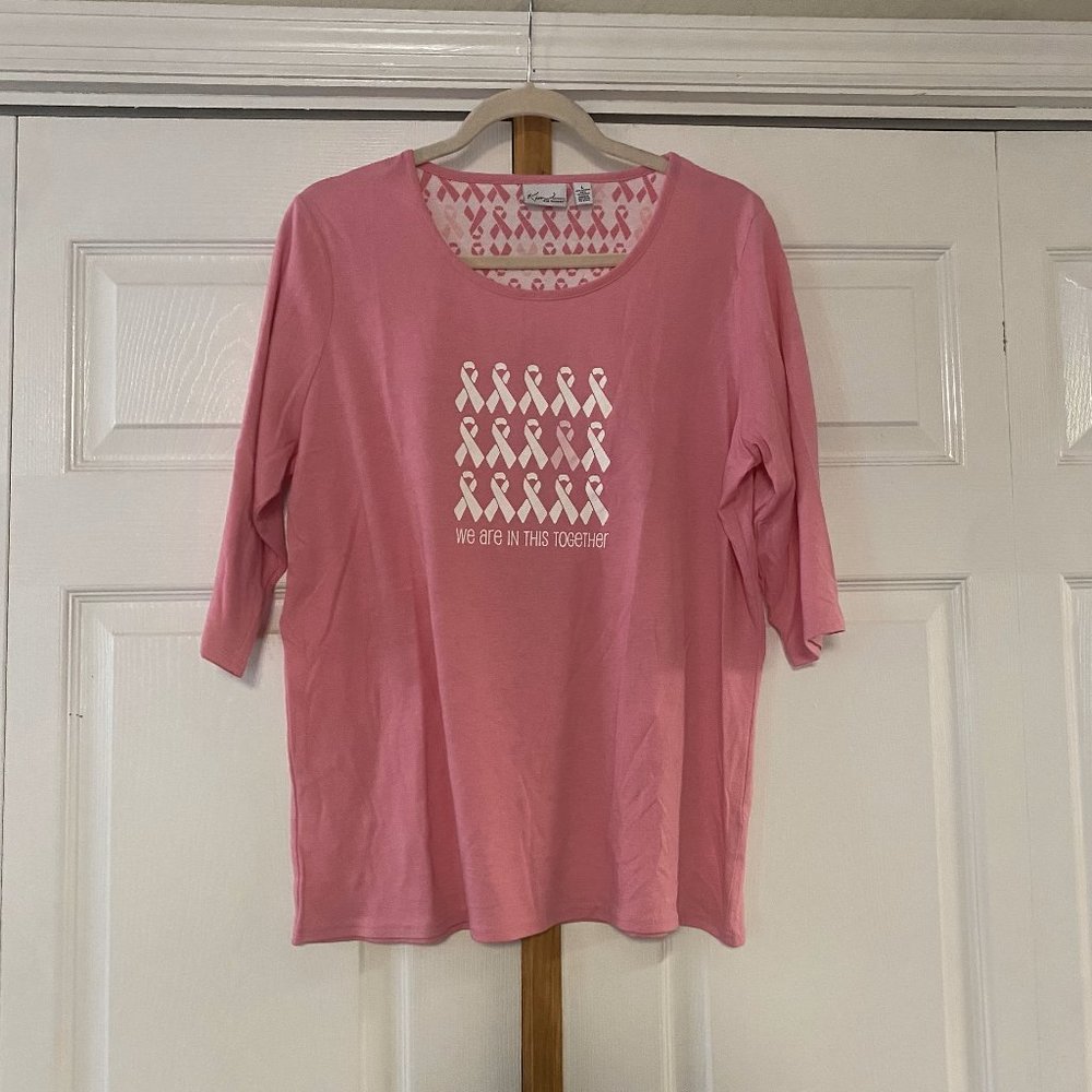 Kim Rogers Intimates Pink Breast Cancer 3/4 Sleeve  - Large